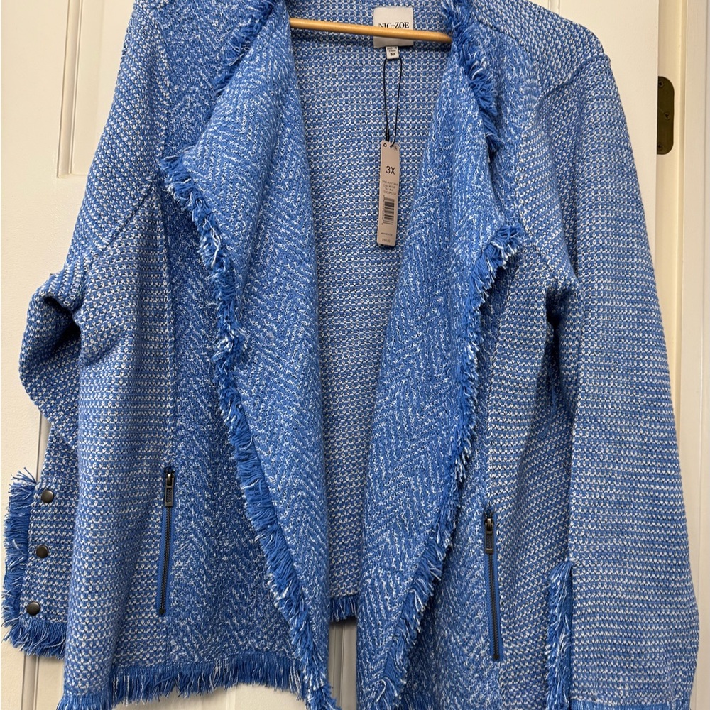 NIC+ZOE Blue Fringed Blazer (New with tags)